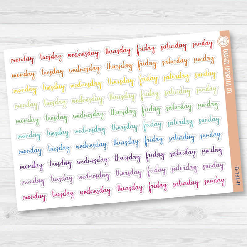 Day of the Week Header Planner Stickers | F14 | B-731