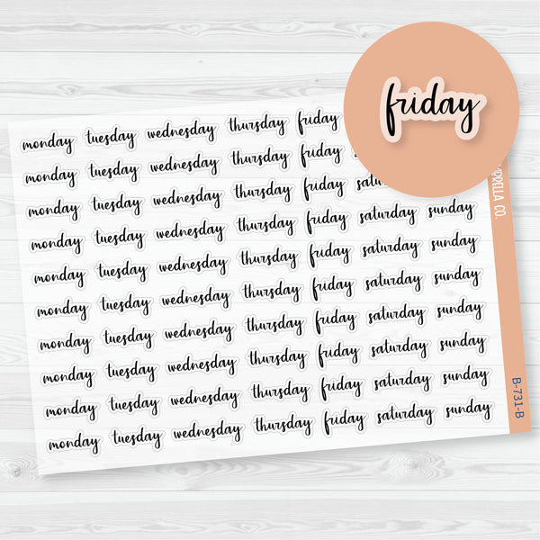 Day of the Week Header Planner Stickers | F14 | Clear Matte | B-731-BCM
