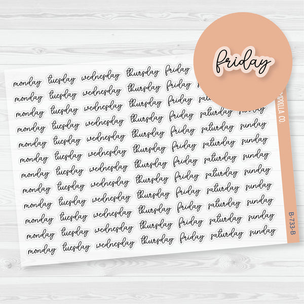 Day of the Week Header Planner Stickers | F15 | Clear Matte | B-733-BCM