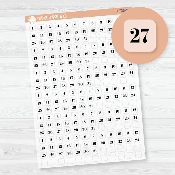 Mini Date Dots | 6 Months Planner Stickers | F19 Print Square | Clear Matte | B-735-BCM