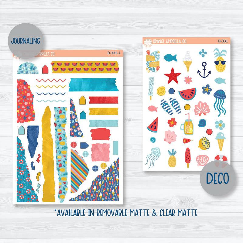 Summer Beachside Party Stickers | Kit Deco Journaling Planner Stickers | Out Of Office | D-331