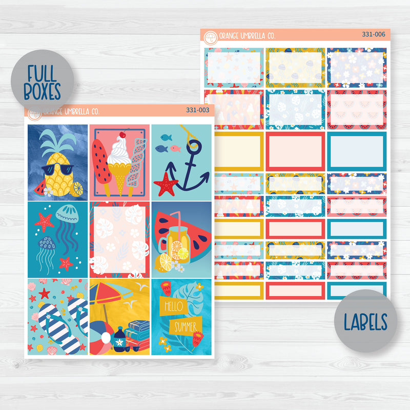 Summer Beachside Party Stickers | Weekly Planner Kit Stickers | Out Of Office | 331-001