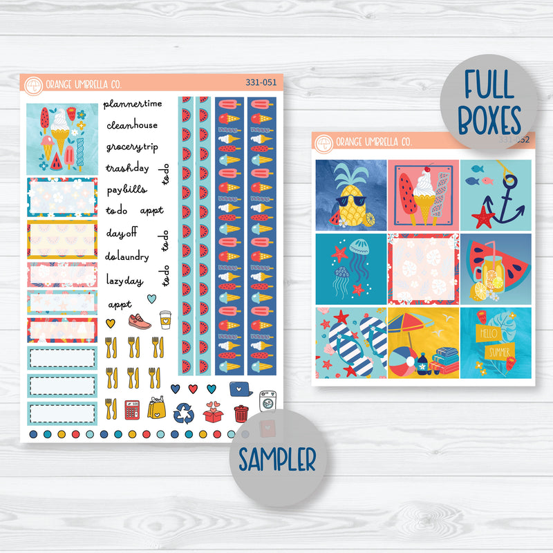 Summer Beachside Party Stickers | Hobonichi Cousin Planner Kit Stickers | Out Of Office | 331-051