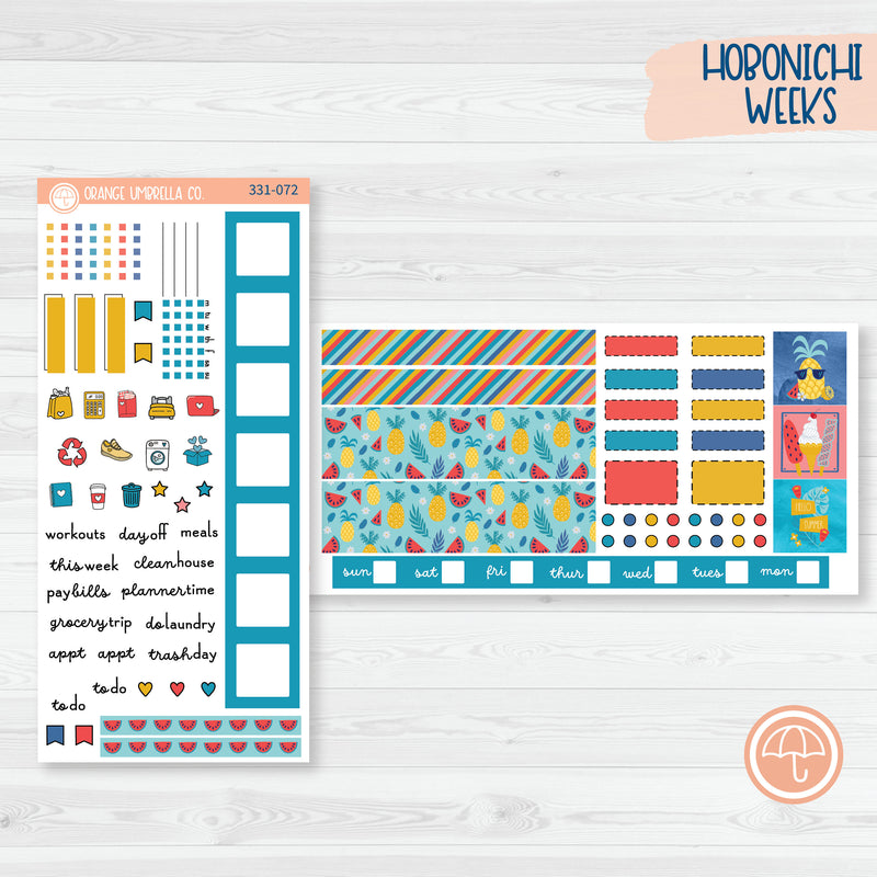 Summer Beachside Party Stickers | Hobonichi Weeks Planner Kit Stickers | Out of Office | 331-071