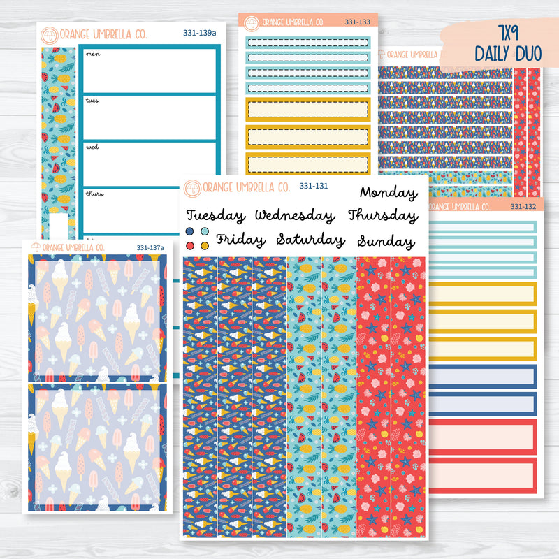 Summer Beachside Party Stickers | 7x9 Daily Duo Planner Kit Stickers | Out of Office | 331-131