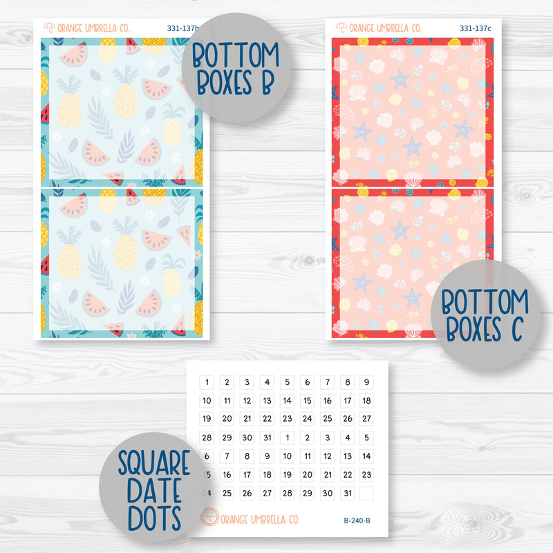 Summer Beachside Party Stickers | 7x9 Daily Duo Planner Kit Stickers | Out of Office | 331-131