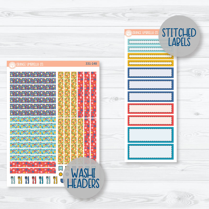 Summer Beachside Party Stickers | A5 Plum Daily Planner Kit Stickers | Out of Office | 331-141