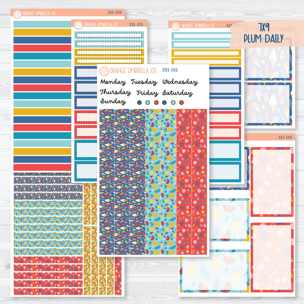 Summer Beachside Party Stickers | 7x9 Plum Daily Planner Kit Stickers | Out of Office | 331-151