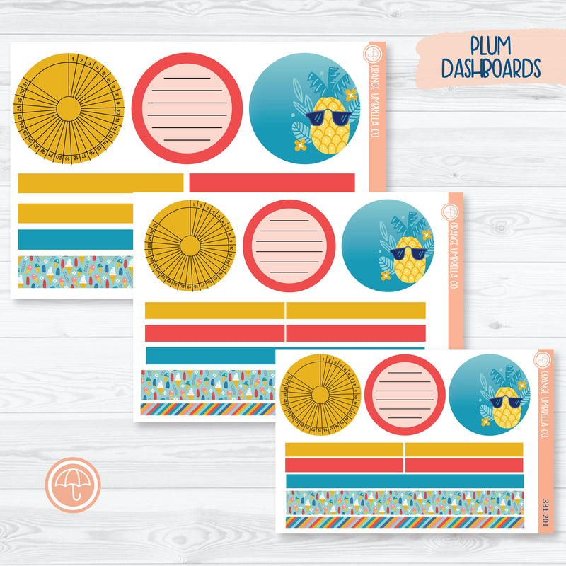 Summer Beachside Party Stickers | Plum Dashboards Planner Kit Stickers | Out of Office | 331-201