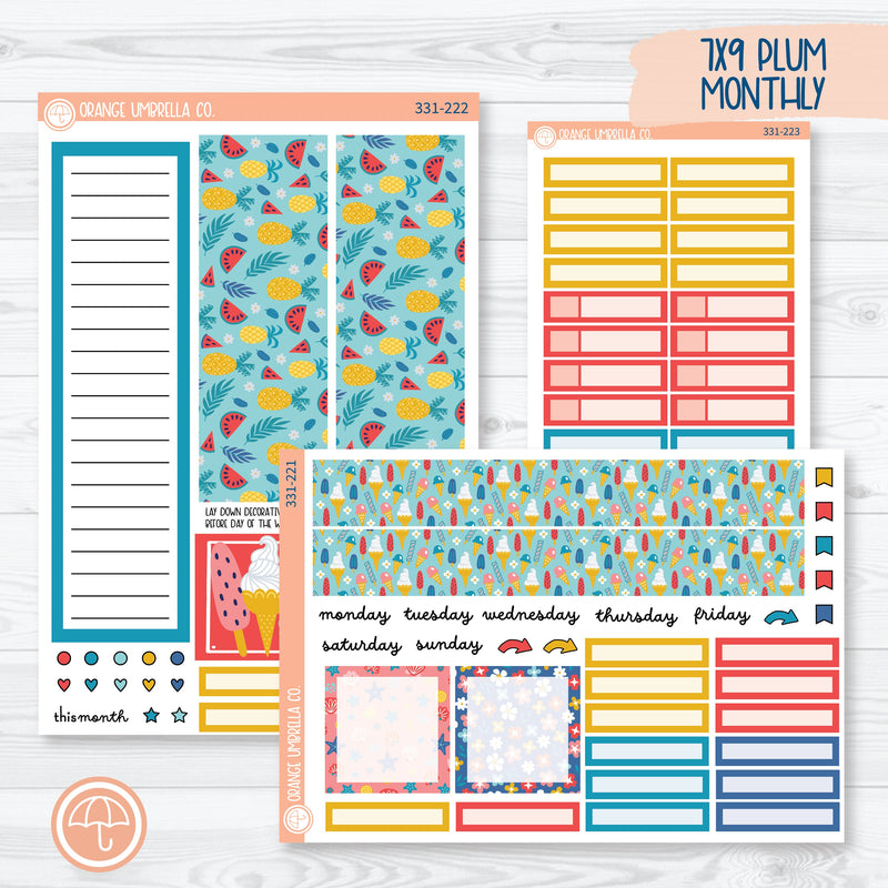 Summer Beachside Party Stickers | 7x9 Plum Monthly Planner Kit Stickers | Out Of Office | 331-221