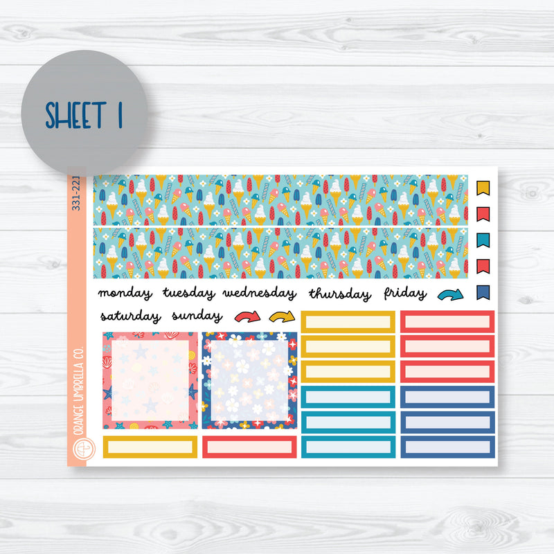 Summer Beachside Party Stickers | 7x9 Plum Monthly Planner Kit Stickers | Out Of Office | 331-221