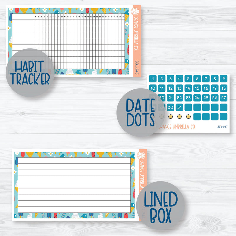 Summer Beachside Party Stickers | A5 EC Monthly & Dashboard Planner Kit Stickers | Out Of Office | 331-241