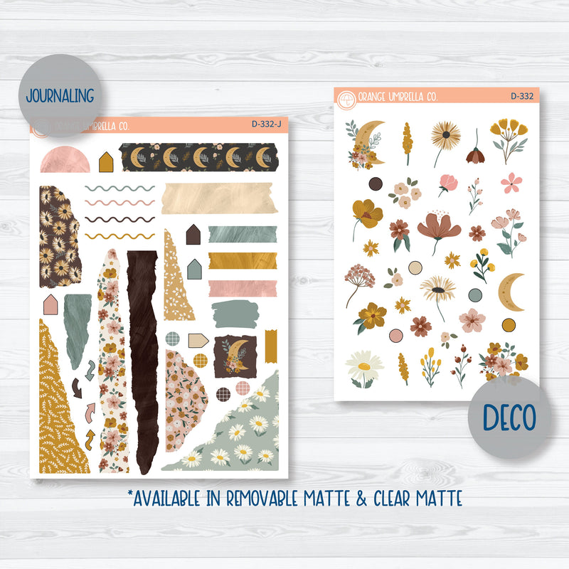 Late Summer Floral Stickers | Kit Deco Journaling Planner Stickers | Living Is Easy | D-332