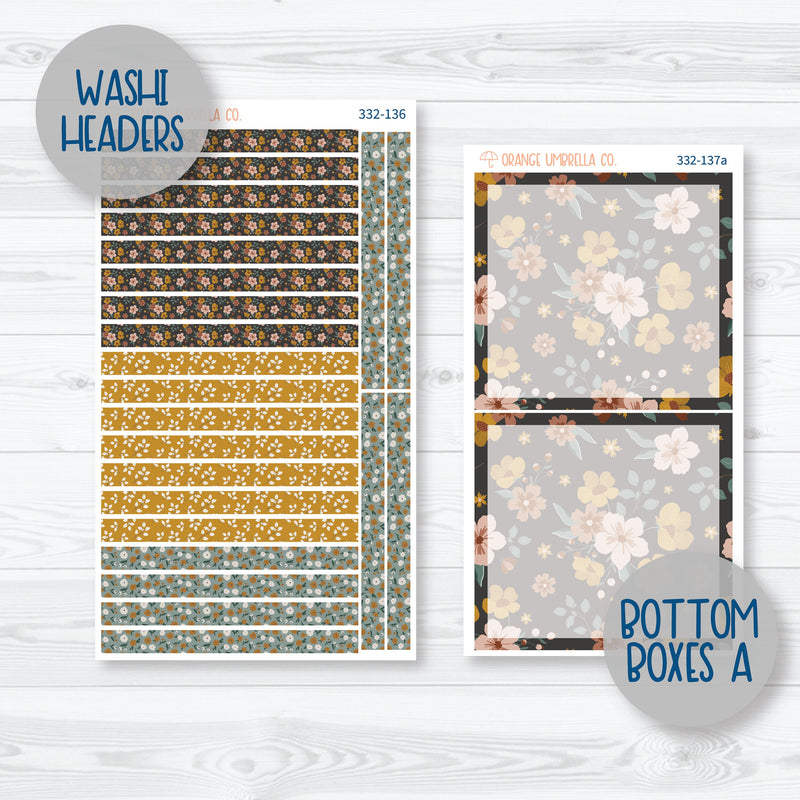 Late Summer Floral Stickers | 7x9 Daily Duo Planner Kit Stickers | Living Is Easy | 332-131