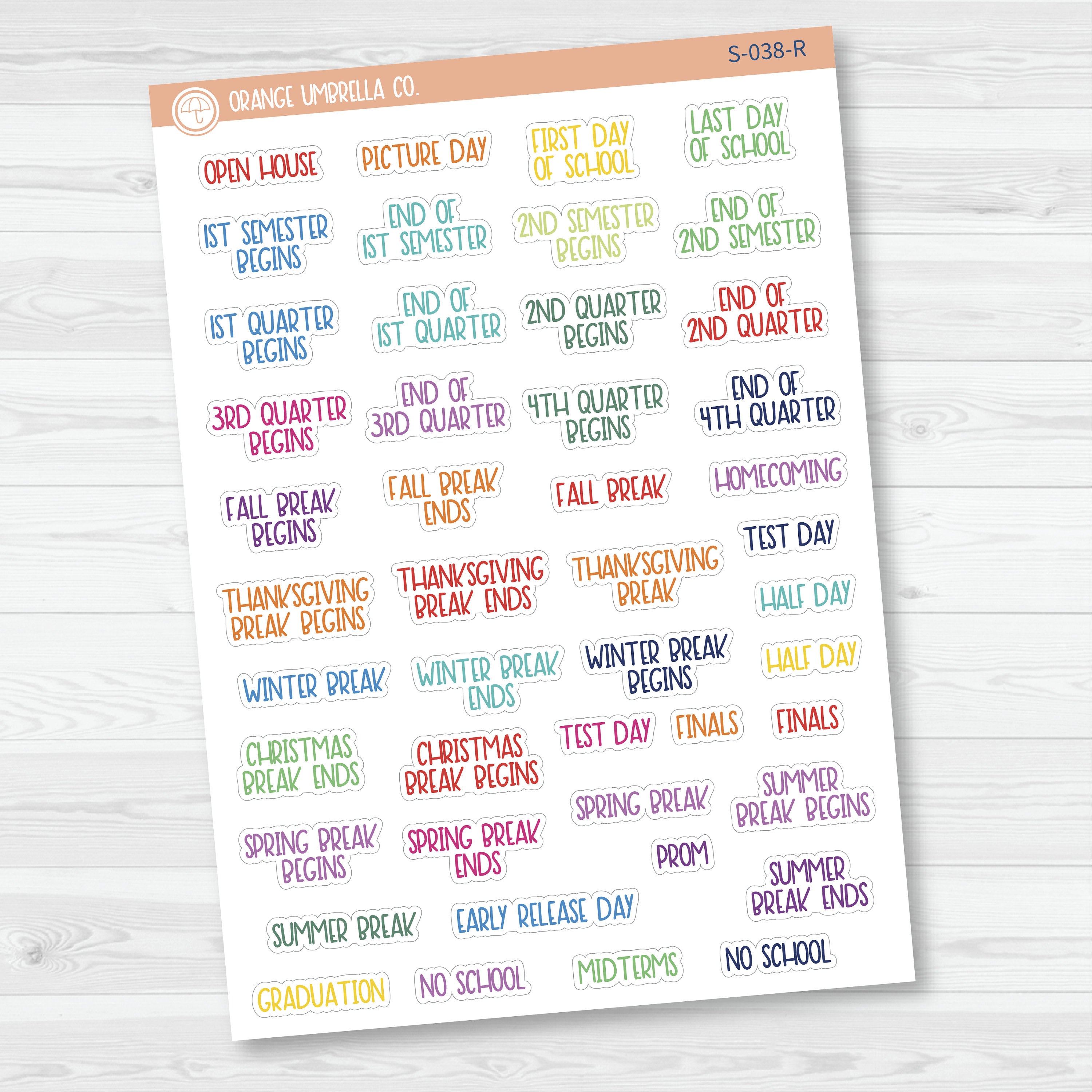 School Related Holiday Script Planner Stickers | F8 | S-038