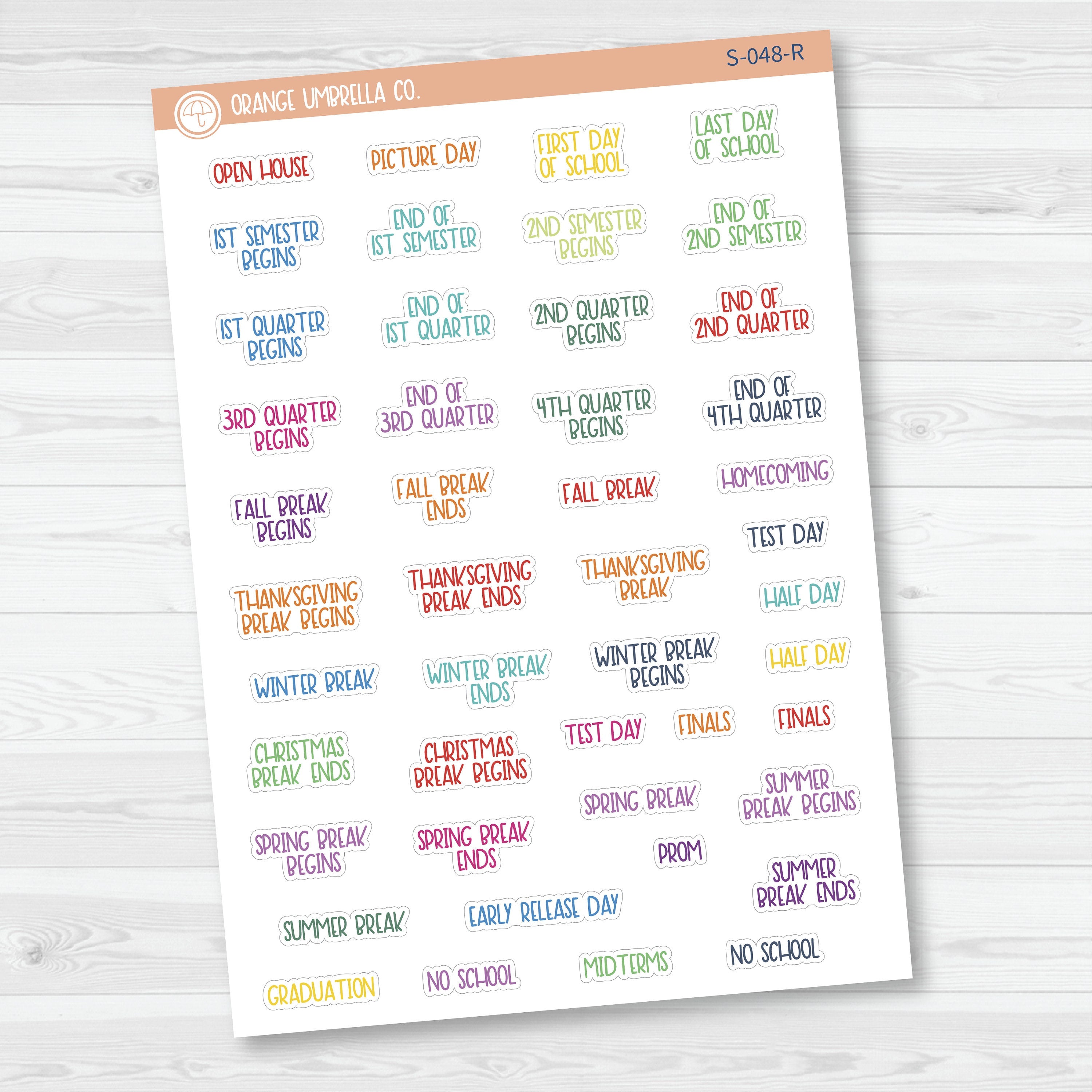 School Related Holiday Mini Script Planner Stickers | F8 | S-048