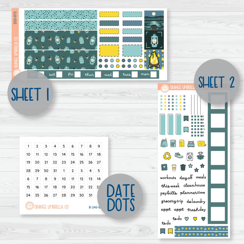Firefly Summer Night Kit | Hobonichi Weeks Planner Kit Stickers | Light Up | 333-071