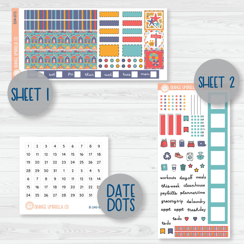 Beachside Vacation Planner Kit | Hobonichi Weeks Planner Kit Stickers | Feeling Crabby | 334-071