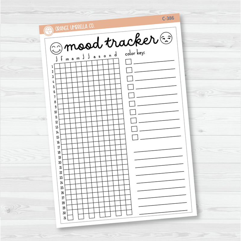 NP-Mood Tracker In Pixels; January start or July Start Full Page A5 & 7x9 Size Deco Planner Stickers | C-386-387