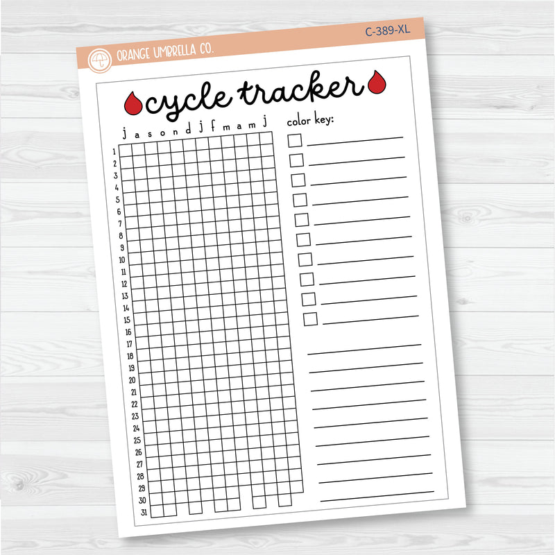 NP-Cycle Tracker In Pixels; January start or July Start Full Page A5 & 7x9 Size Deco Planner Stickers | C-388-389