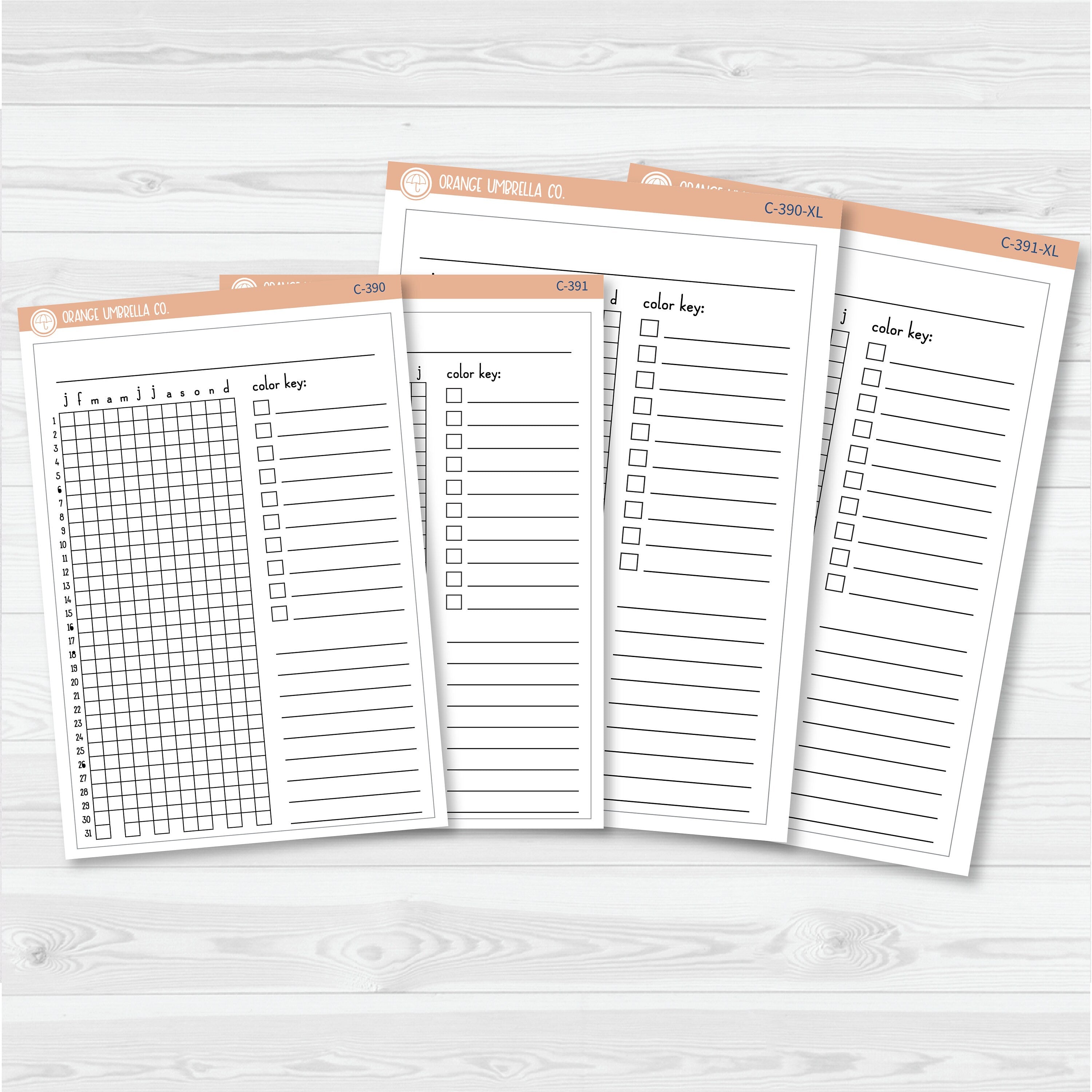 NP-Blank Tracker; January start or July Start Full Page A5 & 7x9 Size Deco Planner Stickers | C-390-391