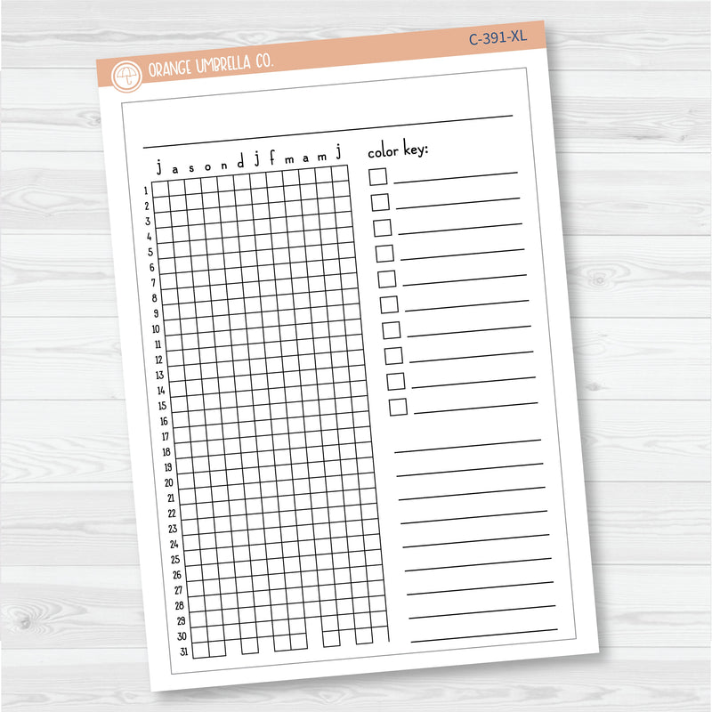 NP-Blank Tracker; January start or July Start Full Page A5 & 7x9 Size Deco Planner Stickers | C-390-391