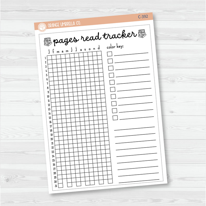 NP-Pages Read Tracker In Pixels; January start or July Start Full Page A5 & 7x9 Size Deco Planner Stickers | C-392-393