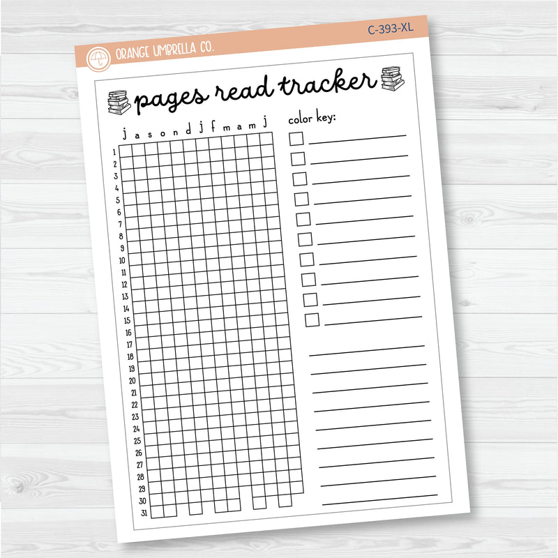 NP-Pages Read Tracker In Pixels; January start or July Start Full Page A5 & 7x9 Size Deco Planner Stickers | C-392-393