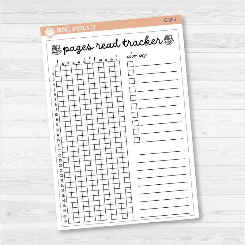 NP-Pages Read Tracker In Pixels; January start or July Start Full Page A5 & 7x9 Size Deco Planner Stickers | C-392-393