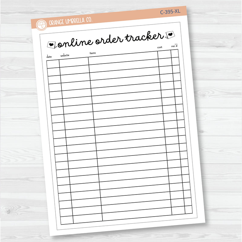 NP-Online Orders Tracker Full Page A5 & 7x9 Deco Planner Stickers | C-395