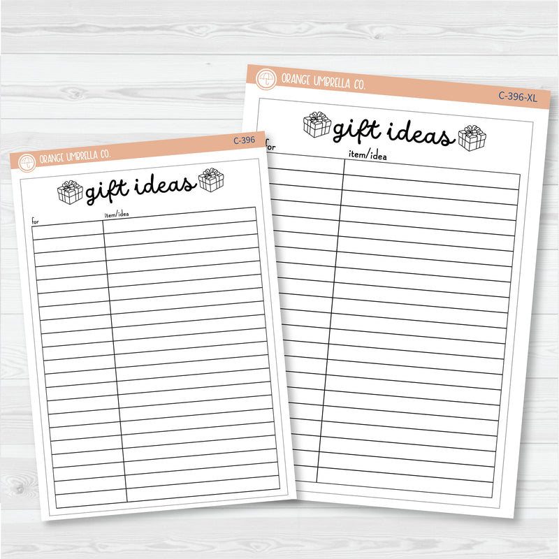 NP-Gift Ideas Tracker Full Page A5 & 7x9 Deco Planner Stickers | C-396