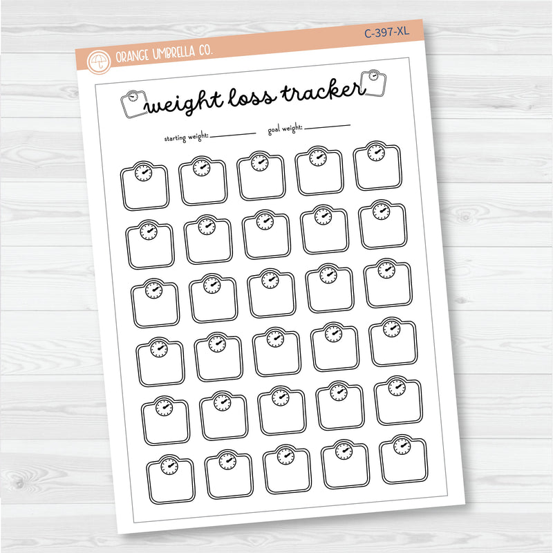 NP-Weight Loss Tracker Full Page A5 & 7x9 Deco Planner Stickers | C-397