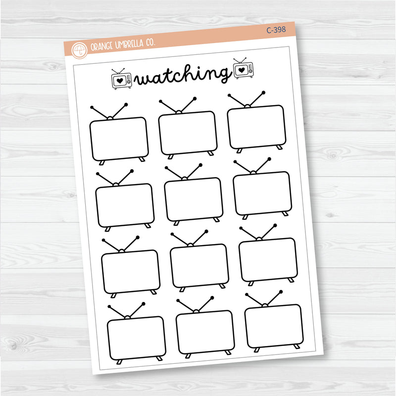 NP-Watching\To WatchTracker Full Page A5 & 7x9 Size Deco Planner Stickers | C-398-399