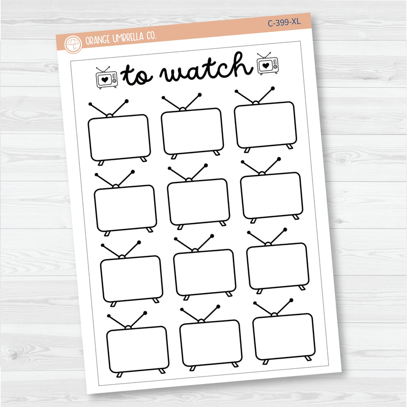 NP-Watching\To WatchTracker Full Page A5 & 7x9 Size Deco Planner Stickers | C-398-399