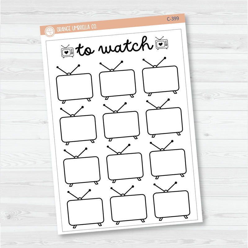 NP-Watching\To WatchTracker Full Page A5 & 7x9 Size Deco Planner Stickers | C-398-399