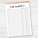 NP-To Watch Tracker Full Page A5 & 7x9 Size Deco Planner Stickers | C-400
