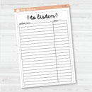 NP-To Listen Tracker Full Page A5 & 7x9 Size Deco Planner Stickers | C-401