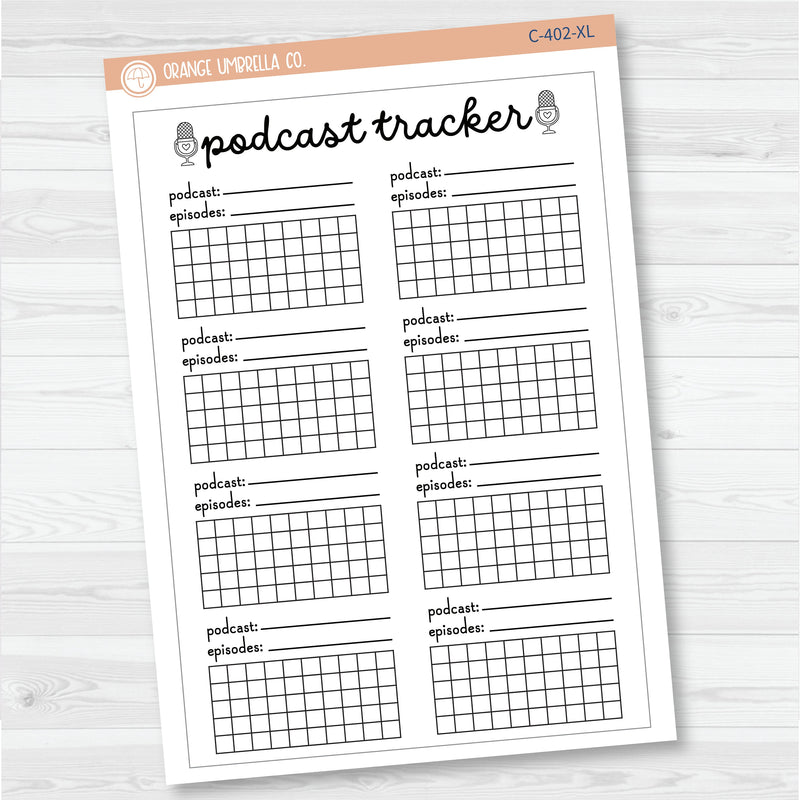 NP-Podcast Tracker Full Page A5 & 7x9 Size Deco Planner Stickers | C-402