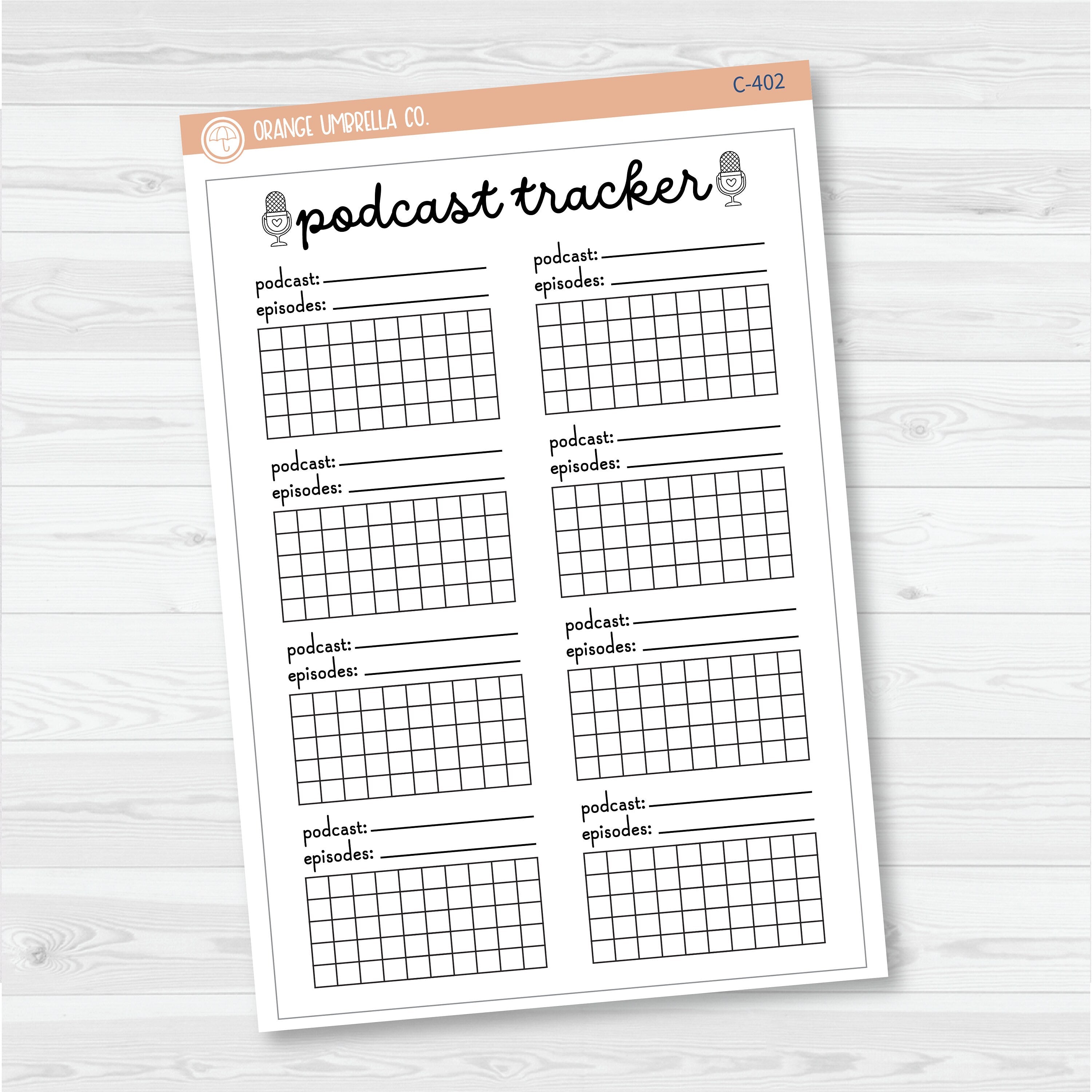 NP-Podcast Tracker Full Page A5 & 7x9 Size Deco Planner Stickers | C-402