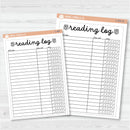 NP-Reading Log with Spicy Rating Tracker Full Page A5 & 7x9 Size Deco Planner Stickers | C-405