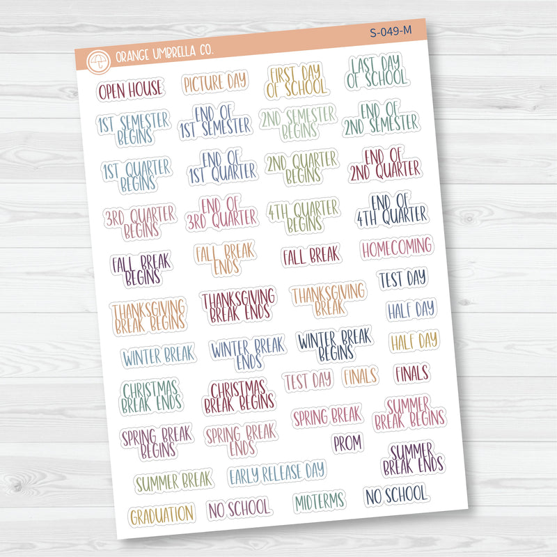 NP-School Related Holiday Script Planner Stickers | F13 | S-049