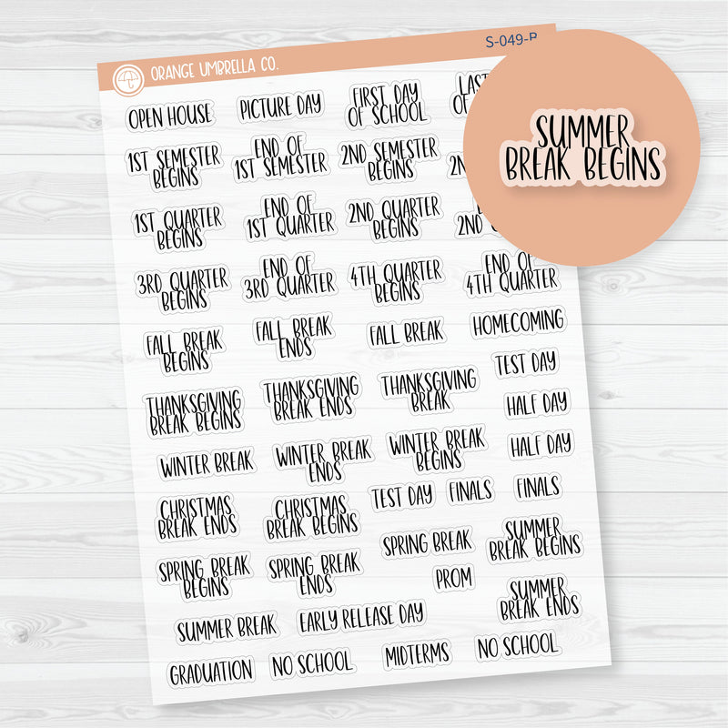 NP-School Related Holiday Script Planner Stickers | F13 | S-049-BCM