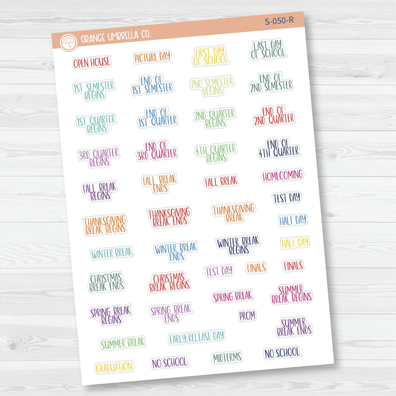 NP-School Related Holiday Mini Script Planner Stickers | F13 | S-050