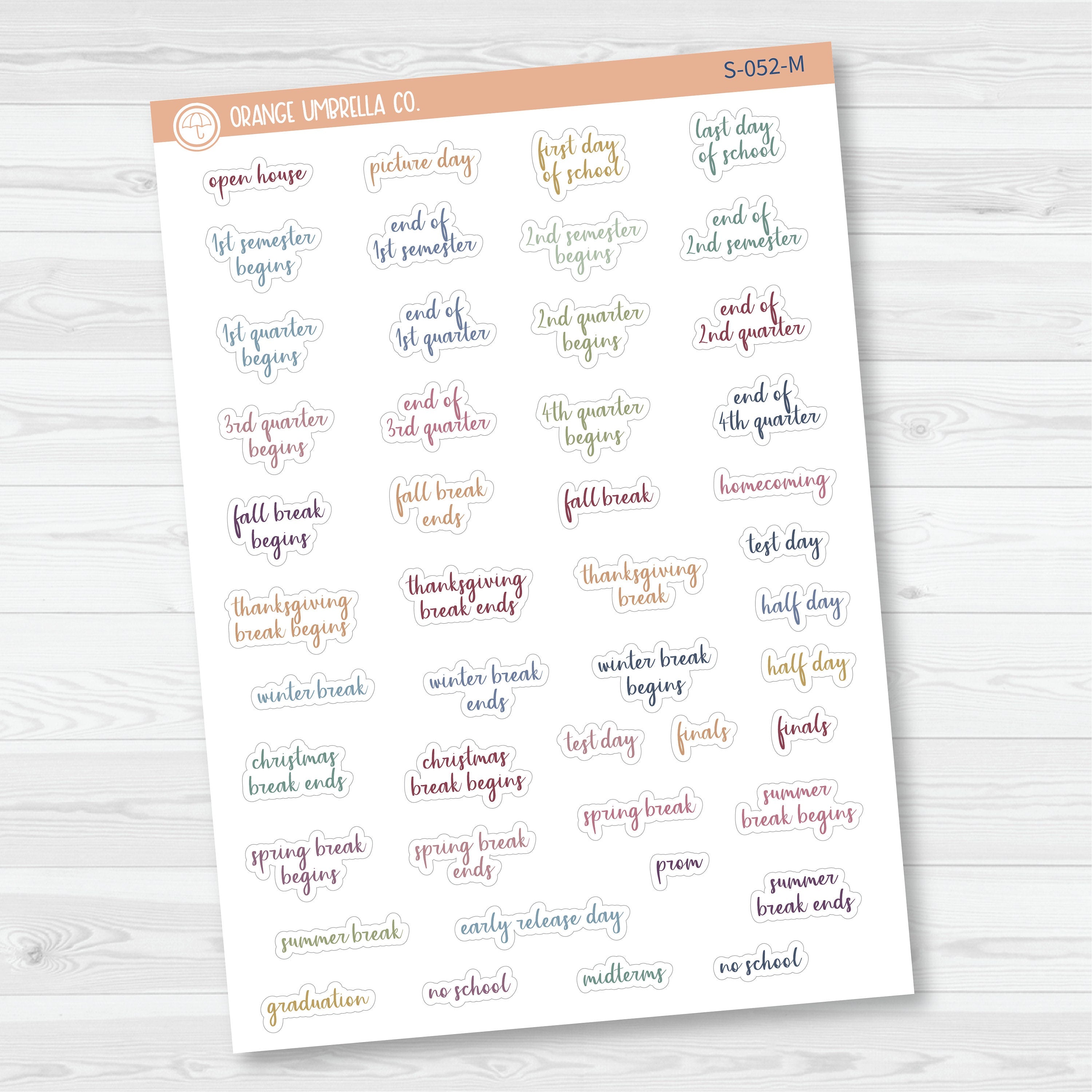 NP-School Related Holiday Mini Script Planner Stickers | F14 | S-052