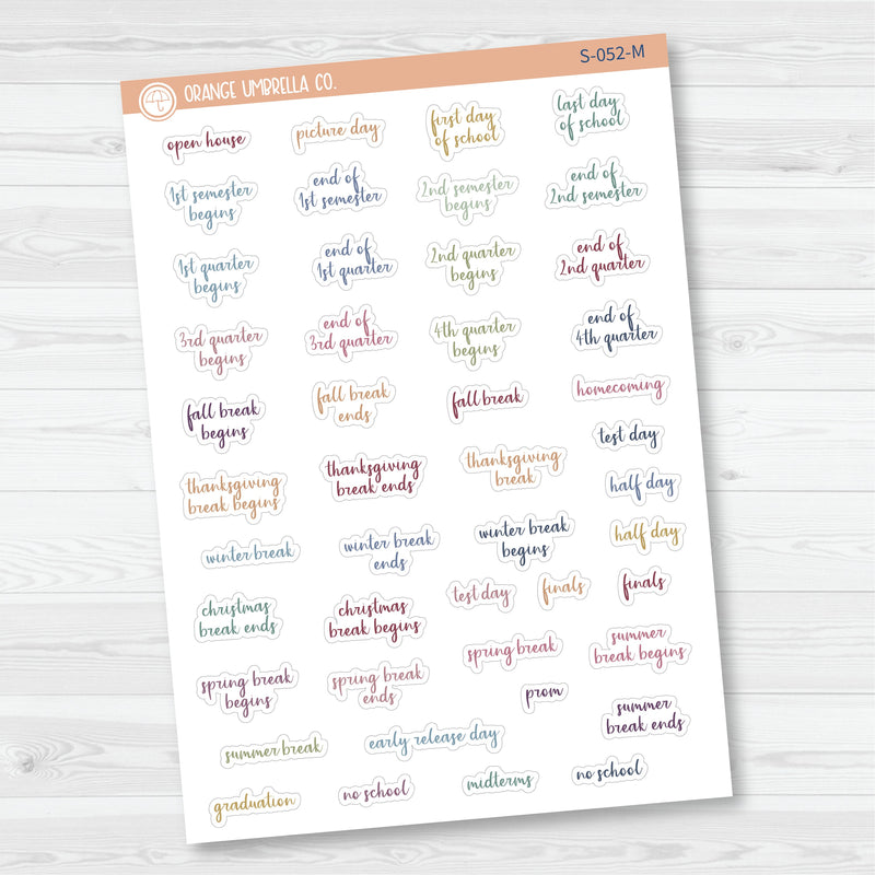 NP-School Related Holiday Mini Script Planner Stickers | F14 | S-052