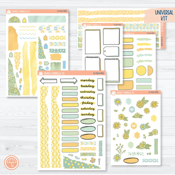 Summer Bees Universal Planner Kit | Journal Style Planner Kit Stickers | U-015