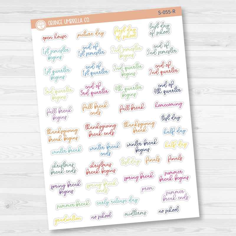 NP-School Related Holiday Script Planner Stickers | F15 | S-055