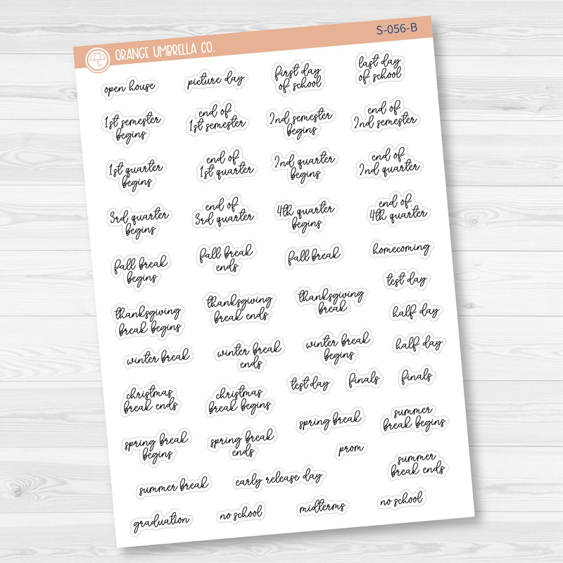 NP-School Related Holiday Mini Script Planner Stickers | F15 | S-056