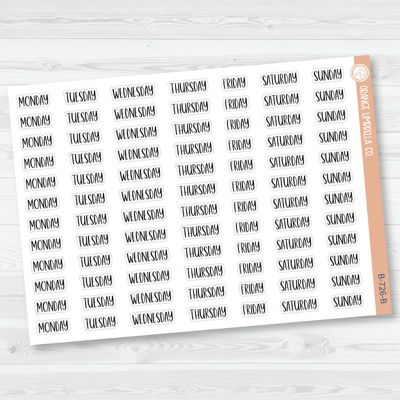 Days of the Week Header Planner Stickers | F13 | B-726