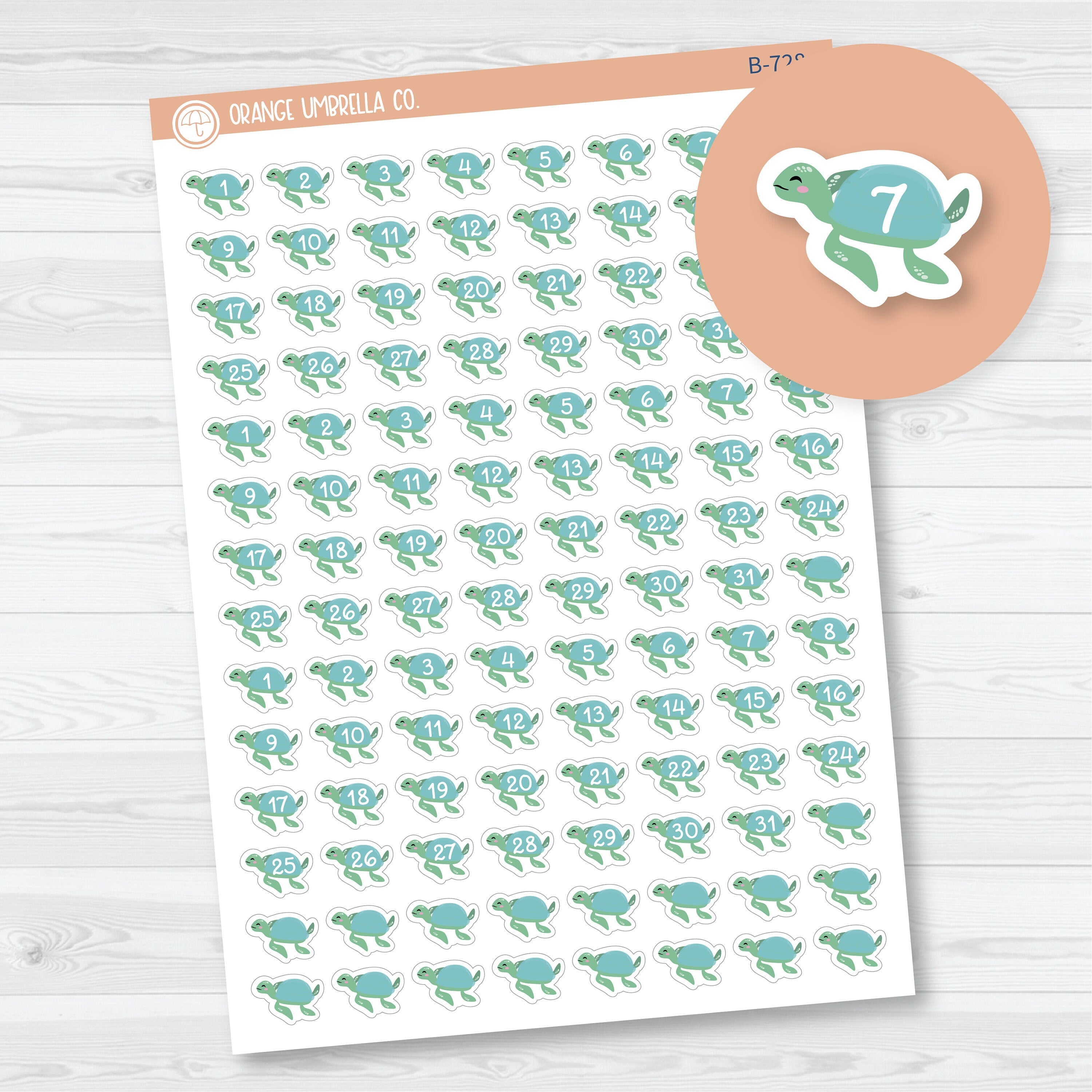 Sea Turtle Date Dots - 3 Months Planner Stickers | B-728